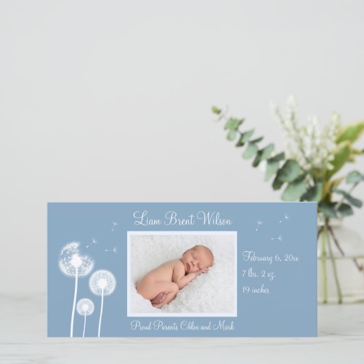 Beste wensen!!! Geboortedatum: 2 (blauw) Aankondiging (Staand voorkant)