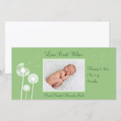 Beste wensen!!! Geboortedatum 2 (groen) Aankondiging (Voorkant / Achterkant)