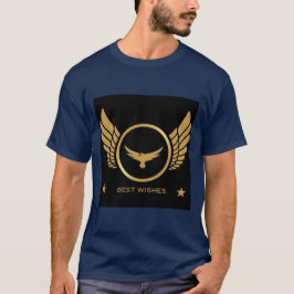 Beste wensen Gedrukt Gold Eagle afbeelding Navy Bl T-shirt