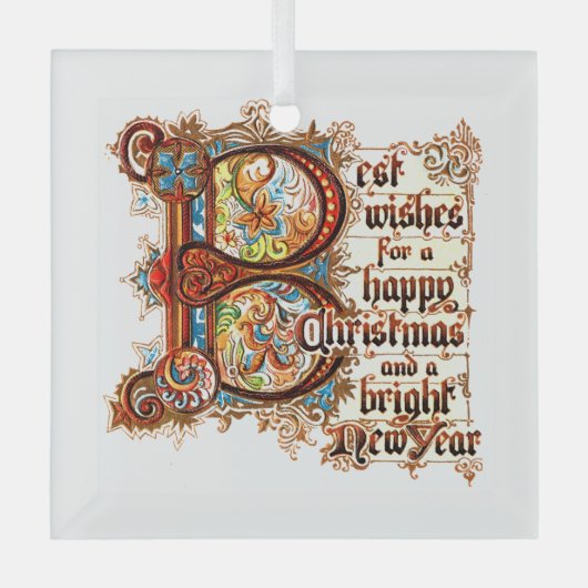 Beste wensen (in verlichte letters) voor Kerstmis Glas Ornament (Voorkant)