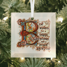 Beste wensen (in verlichte letters) voor Kerstmis Glas Ornament