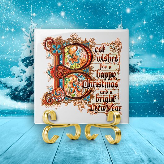 Beste wensen (in verlichte letters) voor Kerstmis Tegeltje