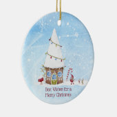 Beste Wensen Kabouter Scene Gepersonaliseerde Kers Keramisch Ornament (Rechts)