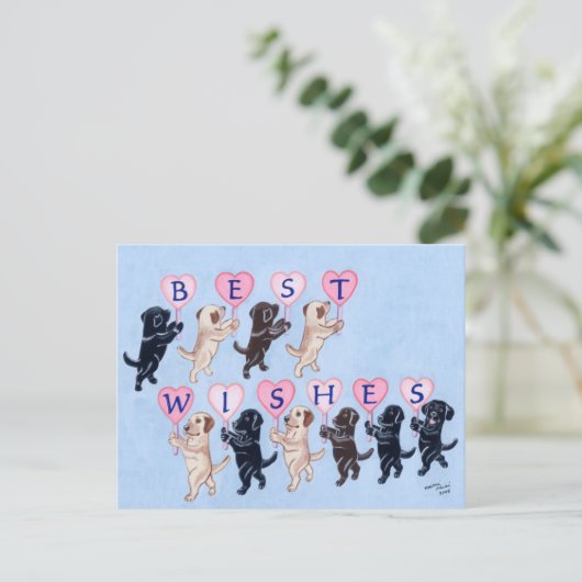Beste wensen Labradors schilderij Briefkaart (Staand voorkant)