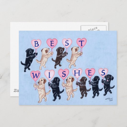 Beste wensen Labradors schilderij Briefkaart (Voorkant / Achterkant)