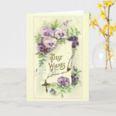 Beste wensen Lavendel Pansies Rozenkrans Kaart (Gele Bloem)