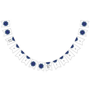 Beste wensen mandala in donkerblauw vlaggetjes