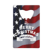 Beste wensen Merry Kerstmis Verenigde Staten Vlag  Creditkaart Flessenopener (Voorkant)