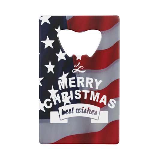 Beste wensen Merry Kerstmis Verenigde Staten Vlag  Creditkaart Flessenopener (Voorkant)