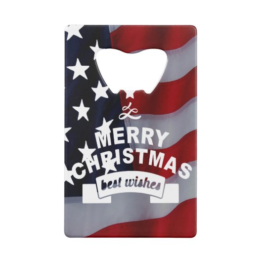 Beste wensen Merry Kerstmis Verenigde Staten Vlag  Creditkaart Flessenopener (Achterkant)