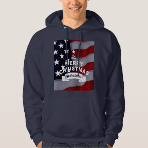 Beste wensen Merry Kerstmis Verenigde Staten Vlag  Hoodie