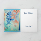 Beste wensen met verse bomen en sneeuwvlokken feestdagen kaart (Binnen)