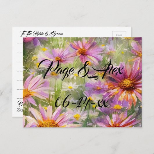 Beste wensen nieuw weddenschap over de bestemming  briefkaart (Voorkant / Achterkant)