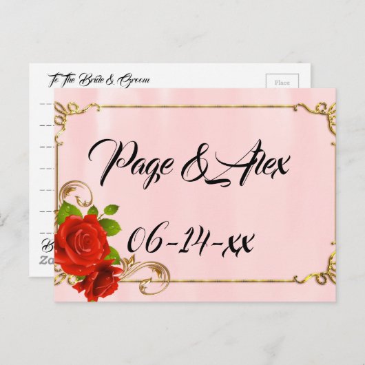 Beste wensen nieuw weddenschap over de bestemming  briefkaart (Voorkant / Achterkant)