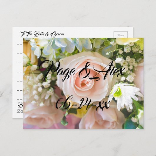 Beste wensen nieuw weddenschap over de bestemming  briefkaart (Voorkant / Achterkant)