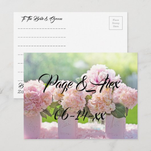 Beste wensen nieuw weddenschap over de bestemming  briefkaart (Voorkant / Achterkant)