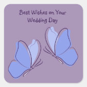 Beste wensen op jullie bruiloft - 2 Blauwe Vlinder Vierkante Sticker (Voorkant)
