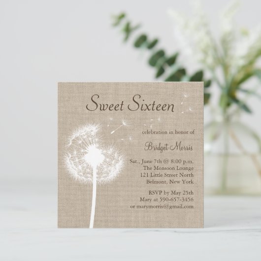 Beste wensen! over de uitnodiging van Burlap Sweet (Staand voorkant)