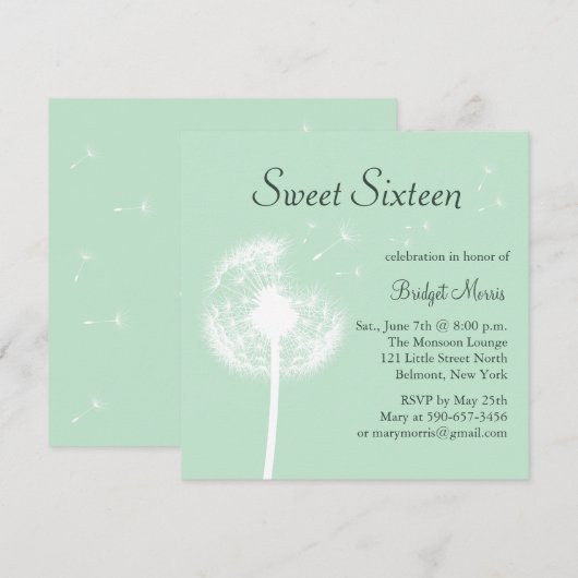 Beste wensen! over de uitnodiging van Mint Sweet S (Voorkant / Achterkant)