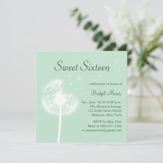 Beste wensen! over de uitnodiging van Mint Sweet S (Staand voorkant)