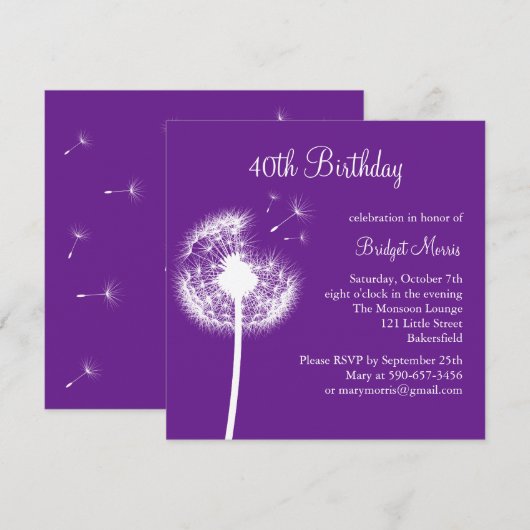 Beste wensen! (Paars) Kaart (Voorkant / Achterkant)