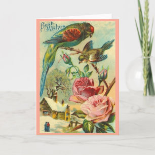  beste wensen parkiet en Rozen Kaart