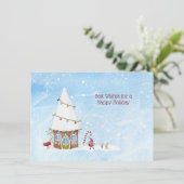 Beste Wensen Prettig Kerst Kabouterhuis Aangepaste Feestdagenkaart (Staand voorkant)