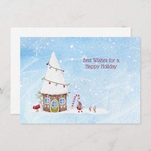 Beste Wensen Prettig Vakantiehuis Kabouter Thuis K Feestdagenkaart (Voorkant / Achterkant)