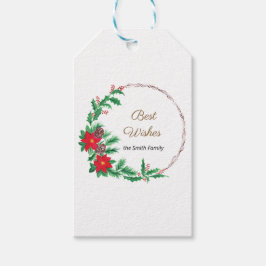 Beste wensen Rode Bloem Krans Cadeaulabel