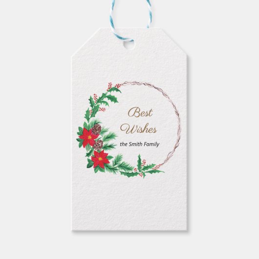 Beste wensen Rode Bloem Krans Cadeaulabel (Voorkant)