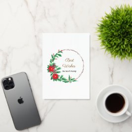 Beste wensen Rode Bloem Krans Folie Wenskaart