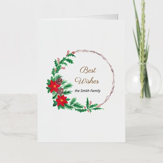 Beste wensen Rode Bloem Krans Folie Wenskaart (Voorkant)