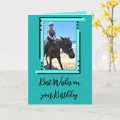 Beste wensen toevoegen foto turkooise verjaardag kaart (Gele Bloem)