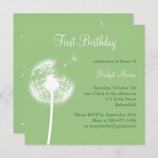 Beste wensen! Verjaardag Uitnodiging (groen) (Voorkant / Achterkant)