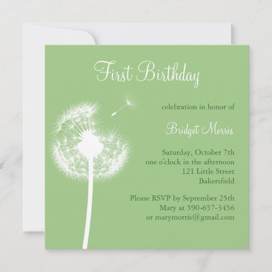 Beste wensen! Verjaardag Uitnodiging (groen) (Voorkant)