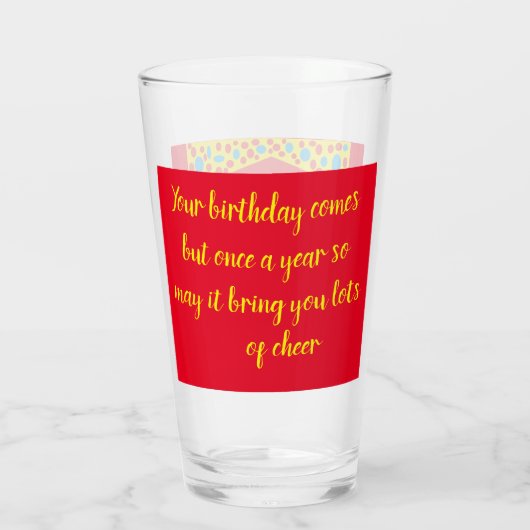 Beste wensen verjaardagsontwerp rood geel met stip glas (Achterkant)