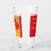 Beste wensen verjaardagsontwerp rood geel met stip glas (Links)