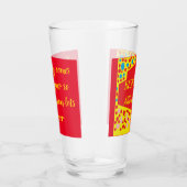 Beste wensen verjaardagsontwerp rood geel met stip glas (Rechts)