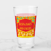 Beste wensen verjaardagsontwerp rood geel met stip glas (Voorkant)