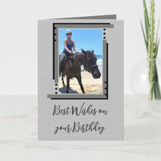 Beste wensen voeg foto grijs toe kaart (Voorkant)