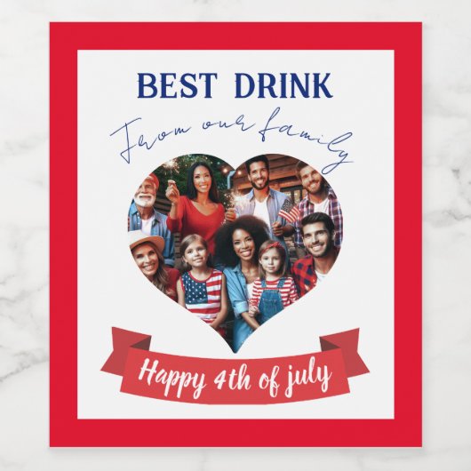 Beste wensen voor 4 juli wijn etiket (Enkel label)