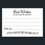 Beste wensen voor de nieuwe Mr en Mrs Advice Kaart<br><div class="desc">Deze charmante advies- en wenskaarten zijn de perfecte aanvulling op uw huwelijksreceptie. Het bevat de tekst "Beste wensen voor de nieuwe Mr en Mrs" in een werveling en blokletters. De kaart heeft ruimte voor gasten om hun welwensen en hun naam (namen) achter te laten. Onderdeel van het Rochester collectie. Bijpassend...</div>