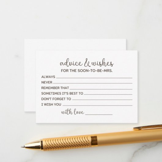 Beste Wensen Voor De Toekomstige Bruid Advieskaart (Voorkant / Achterkant in situ)