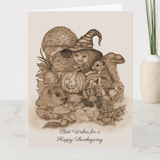 Beste wensen voor een Happy Thanksgiving Bedankkaart (Voorkant)