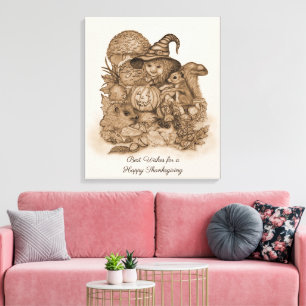 Beste wensen voor een Happy Thanksgiving Canvas Afdruk