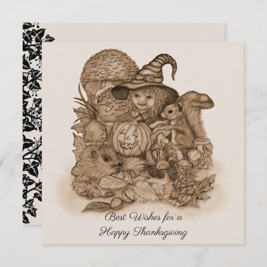 Beste wensen voor een Happy Thanksgiving Save The Date (Voorkant / Achterkant)
