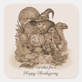 Beste wensen voor een Happy Thanksgiving Vierkante Sticker
