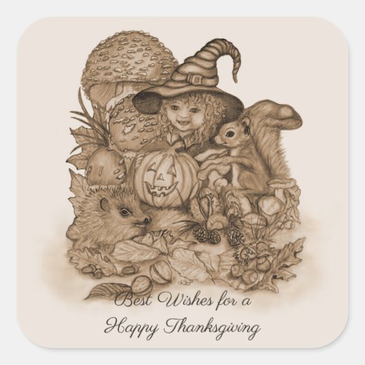 Beste wensen voor een Happy Thanksgiving Vierkante Sticker (Voorkant)