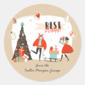 Beste wensen voor Kerstmis | Retro Mid-Century Mod Ronde Sticker (Voorkant)