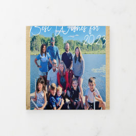 Beste wensen voor nieuwjaarsfoto's en kerstbrieven drieluik uitnodiging